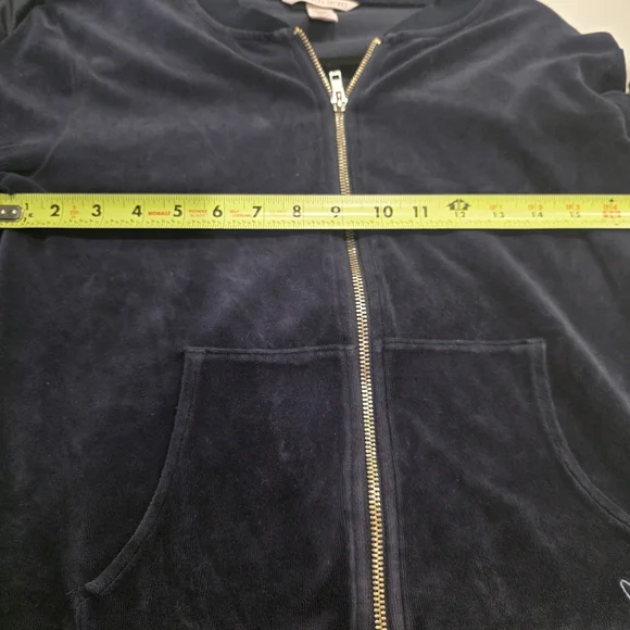 Victoria’s Secret Velour Zip Up Jacket XS Navy Blue Cozy Lounge - Picture 7 of 8